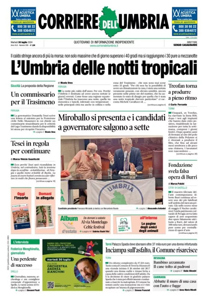 Prima-pagina-corriere umbria-del-2024-07-30